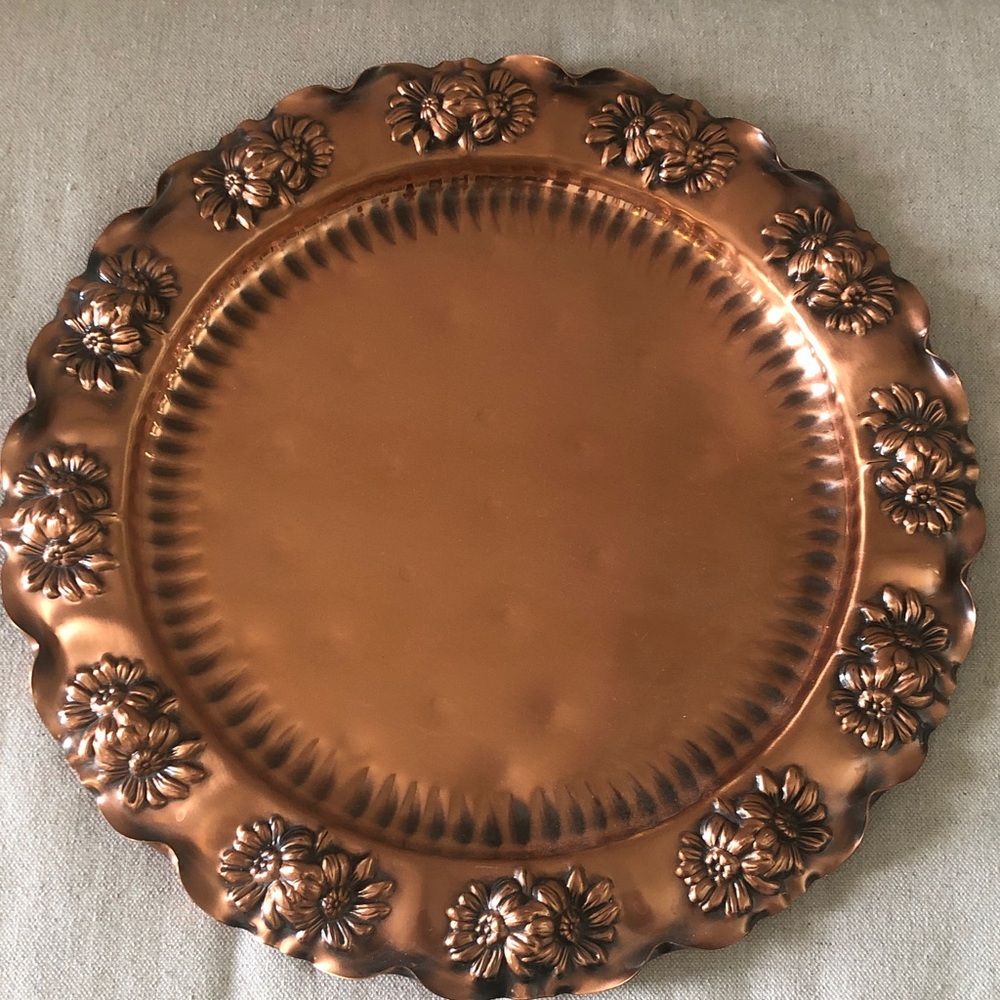 Vintage 13” Gregorian Copper USA Grandmacore Plate Tray